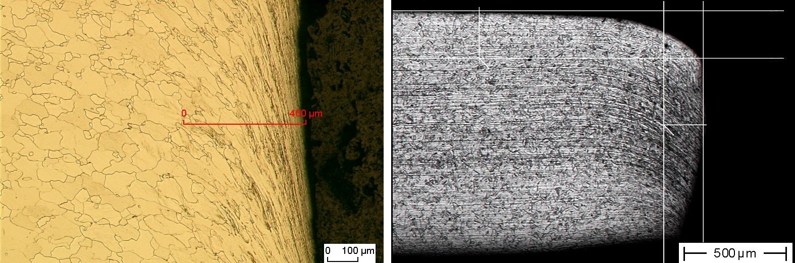 deformed grains and structure of edge by punching